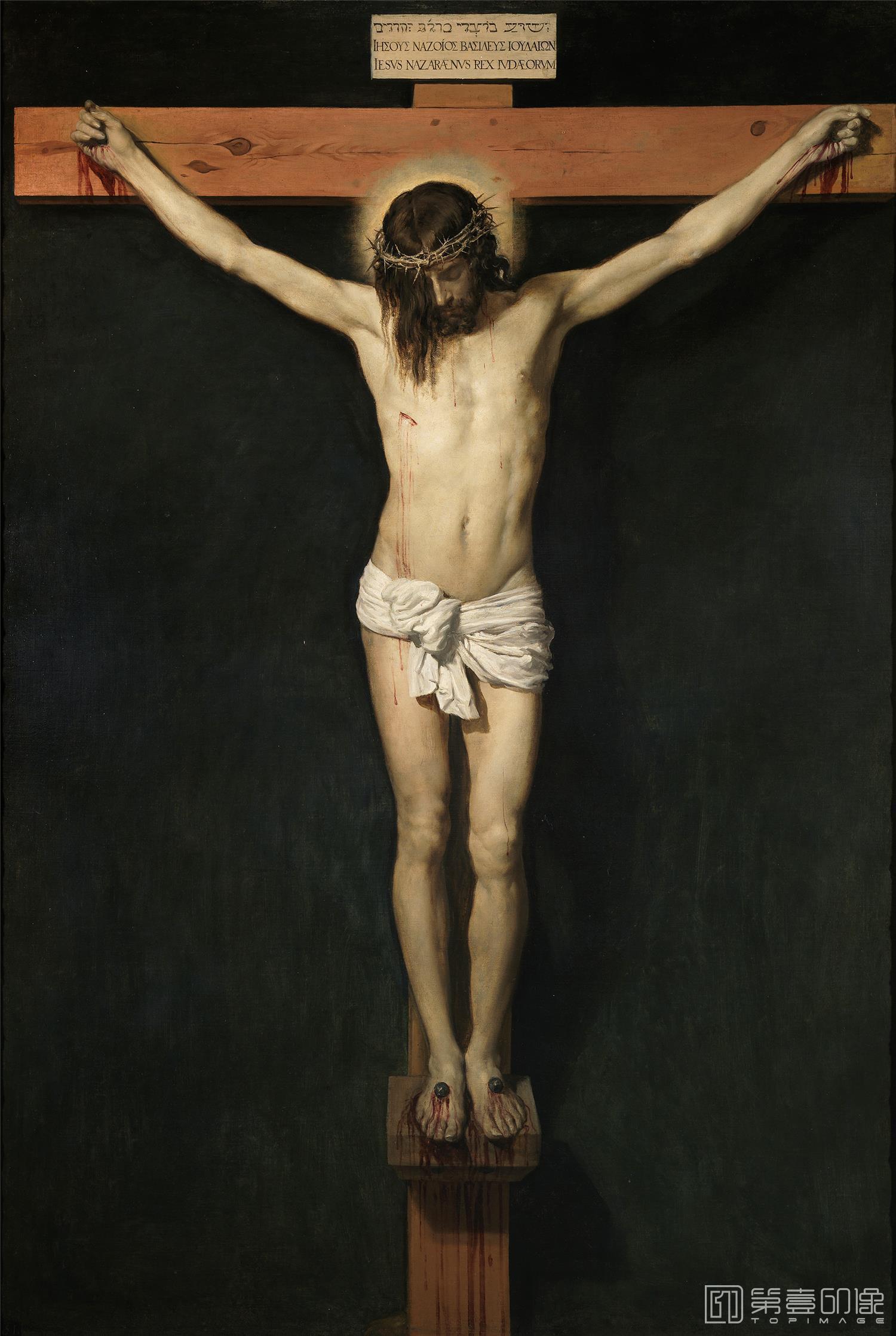 油画-西班牙普拉多美术馆油画藏画-Velázquez, Diego Rodríguez de Silva y-Cristo crucificado-248cm x 169cm-2869